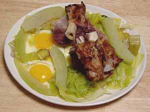 montefin's Boiled Ham Shanks, Egg, Chayote & Cabbage.